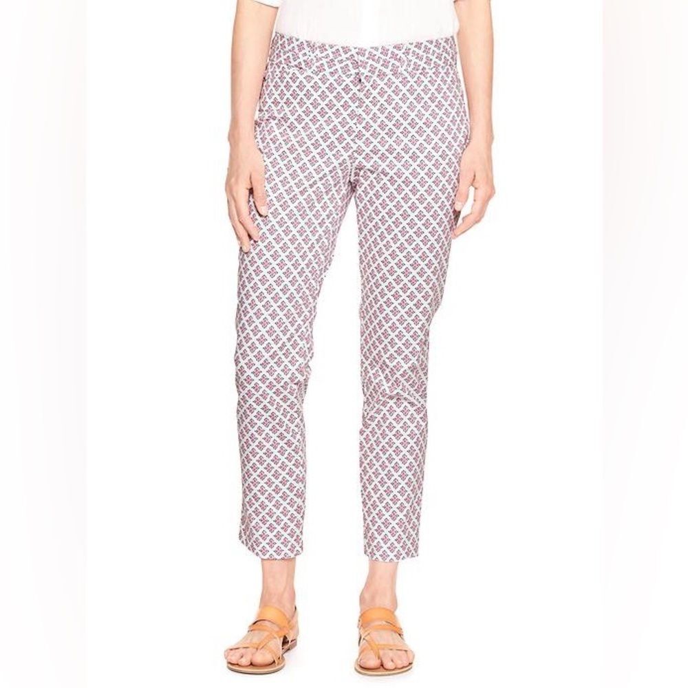 GAP Slim City Geomatric Khakis with Pink Floral Pattern- 6